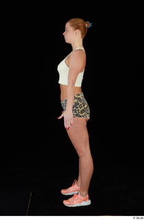  Chrissy Fox leopard shorts standing white tank top whole body 0003.jpg